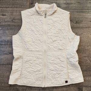 Vintage Woolrich Off White Quilted Reversible Vest Full Zip w/Pockets Size Large